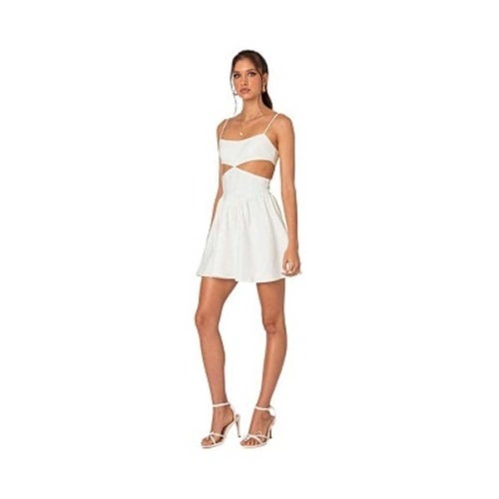 Edikted Ari Cut Out Corset Mini Dress White XL S16381 Sleeveless Fit & Flare